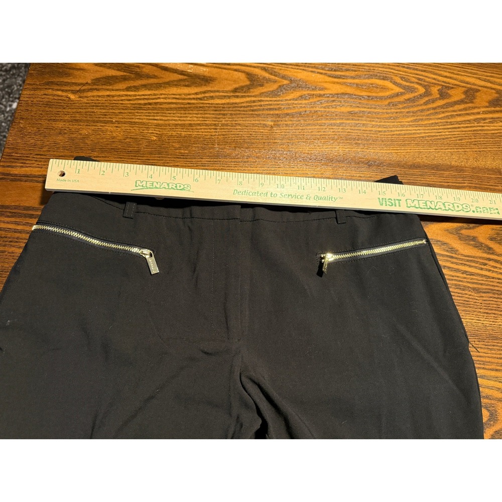 Tahari Black Straight-Leg Trousers with Gold Zipper Detail - Picture 6 of 16